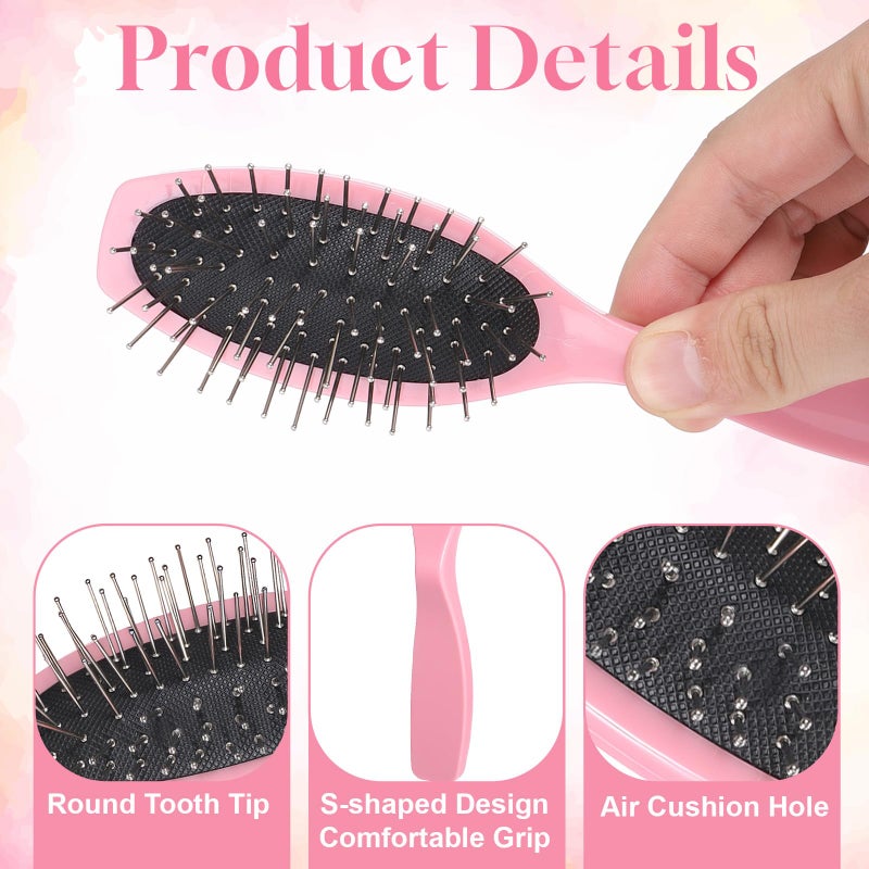 Exircy 3 Pcs Wig Brush Set Bristle Wig Brushes Stainless Steel Wire Detangling Brush Pointed Tail Comb for Synthetic Portable Hair Wigs for 18 Inch Dolls and Care Accessories Extensions (Pink, Black) - Image 3